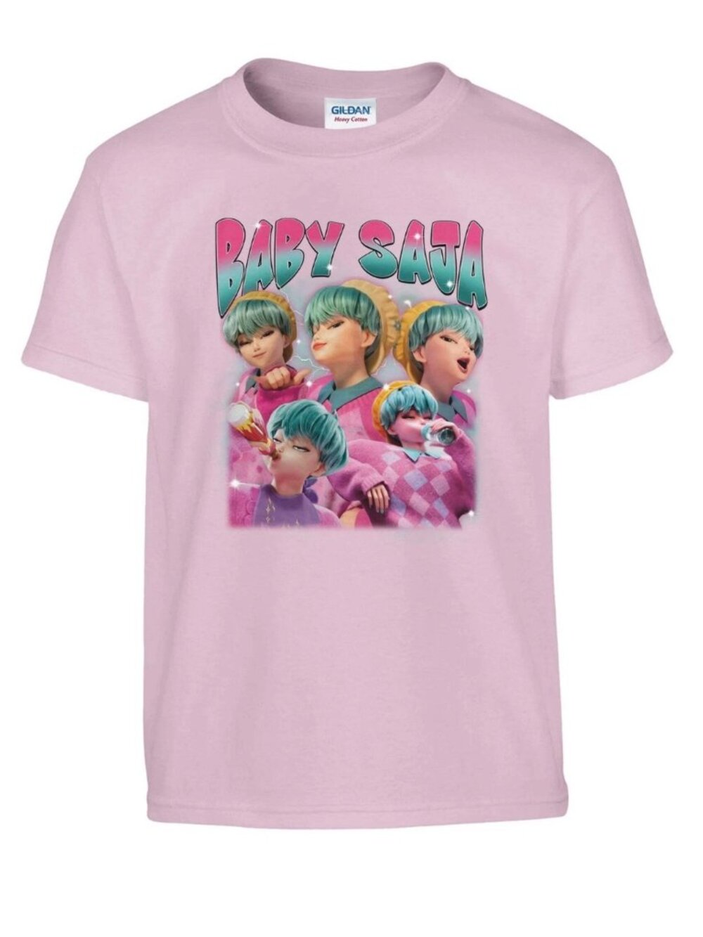 Baby Saja Boys Kpop Demon Hunter T-Shirt Lover | Soft Cotton Tee Pink XL